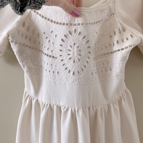 Anthropologie Staring at Stars White Eyelet Fit and Flare Boho White Dress Size - Picture 4 of 10